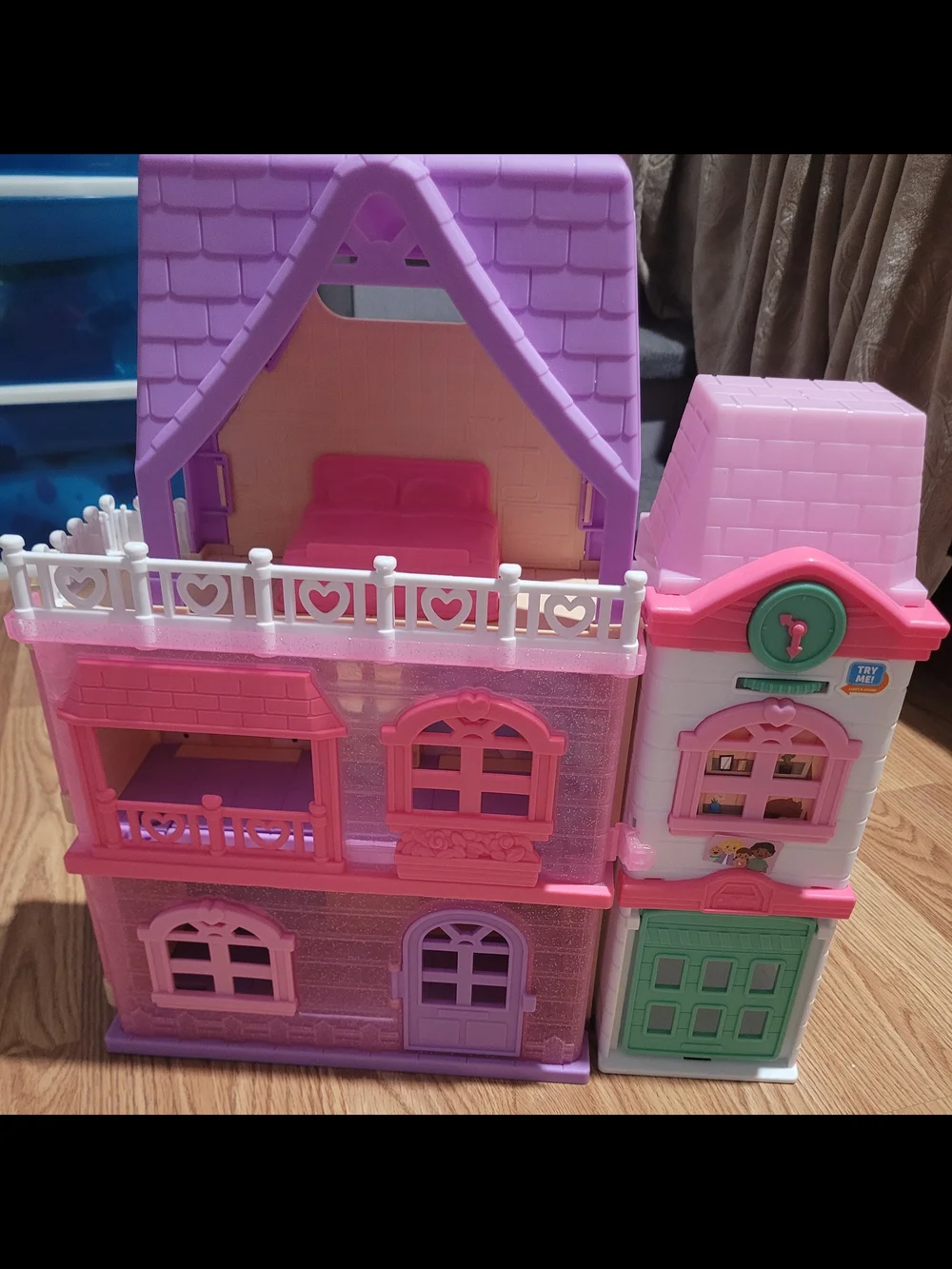 Pink & Purple Dollhouse Playset with Furniture and Figures